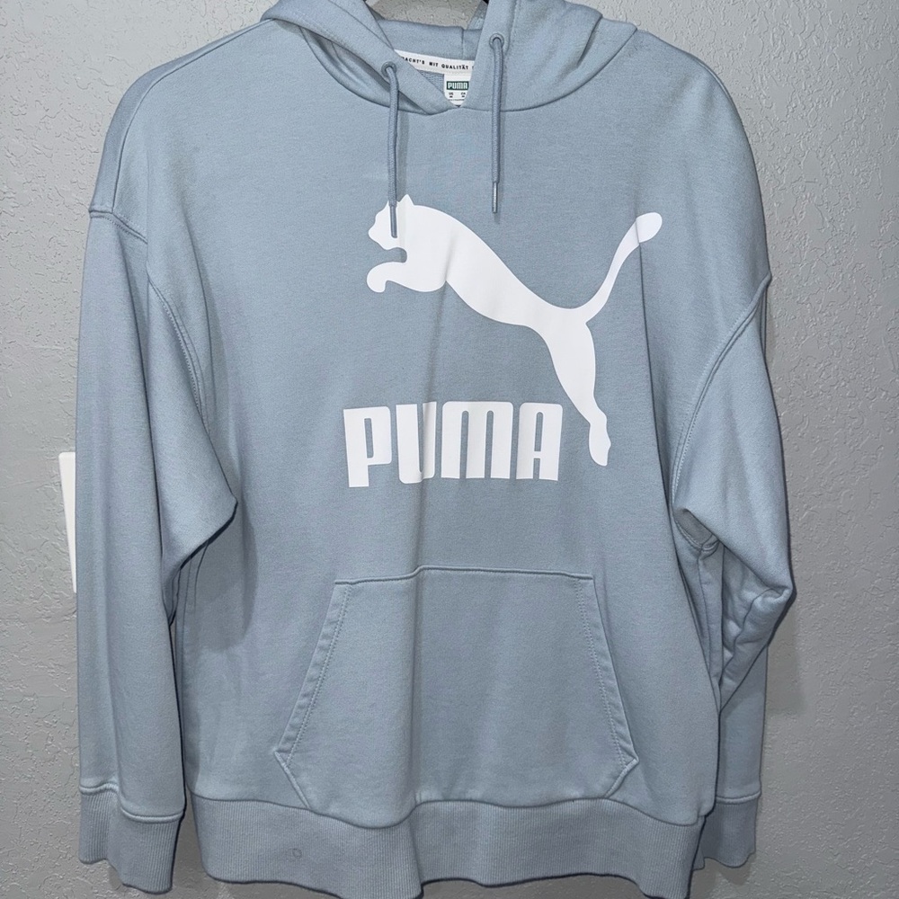 Puma Women's Light Blue Hoodie Sweater